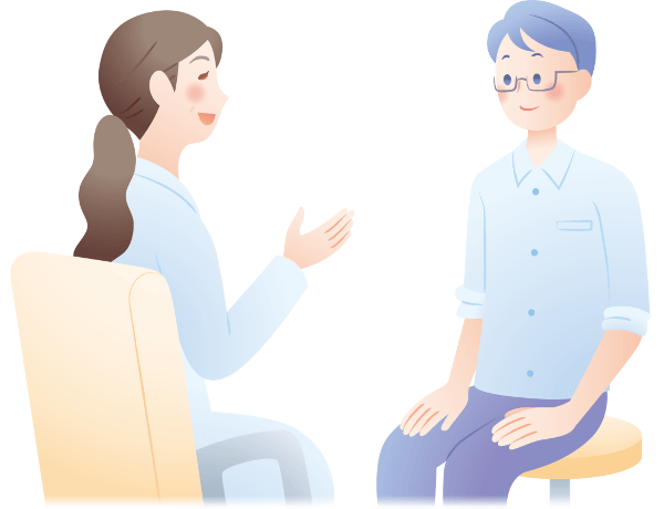 イラスト：医師と患者が会話しているイメージ